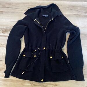 Jones New York Black Utility Jacket with Gold Details- Womens size Small